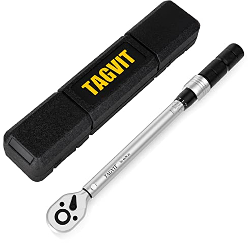 TAGVIT Drehmomentschlüssel 3/8, ± 3% Fehlergenauigkeit, 10-60 NM Drehmomentschlüssel mit Einer Tragbaren Box für Motorrad, Fahrrad, Autowartung