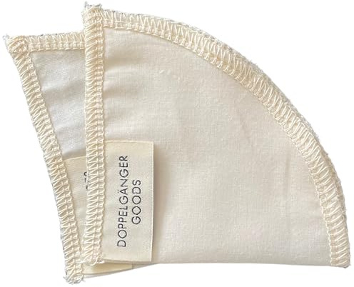Paquete de 2 filtros reutilizables de algodón Hario V60 02, 2-4 tazas | Compatible con múltiples cerveceras; reemplaza los filtros de papel; el paño de goteo desbloquea aceites naturales y sabor
