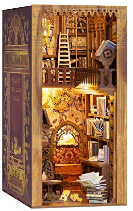 Cutefun DIY Book Nook Kit - con Placa Anti-Polvo, Casas de muñecas Miniatura con Luces LED para Decorar Estanterías y Bibliotecas, Regalo Creativo para Jóvenes y Adultos(Eternal Bookstore)