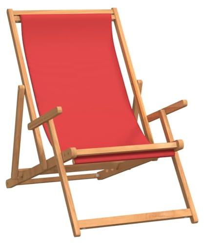 vidaXL Strandstuhl Liegestuhl Gartenstuhl Gartenliege Campingstuhl Terrassenstuhl Strandliege Sessel Gartensessel Klappbar Massivholz Teak Rot