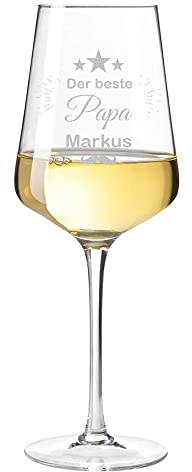 Bester Papa der Welt Weinglas mit Gravur - Weinkelch 560 ml Geschenkidee für Papa - Geschenk zu Weihnachten, Geburtstag, Weißweinglas Rotweinglas als Geburtstagsgeschenk
