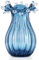 Jarrón de vidrio soplado, azul, transparente, único, arte moderno, boca ancha para sala de estar, boda, mesa de comedor, mesa central de oficina, flor