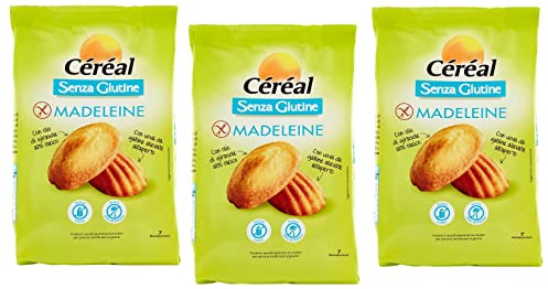 3 x Ceréal Madeleine Senza Glutine, sin gluten, 200 g, sin aceite de palma ni leche