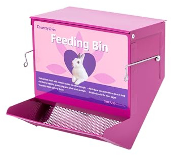 CounttyLivin Metal Small Animal Feeder with Lid, Heavy Duty Rabbit Feeder, Large Capacity Rabbit Food Dispenser, Great for Rabbit, Guinea Pigs, Chinchillas and Other Small Animals.(7.4 inch, Purple)