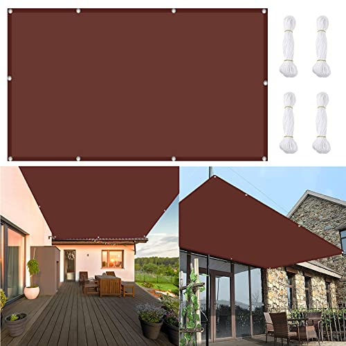 Tenda a Vela Impermeabile 6 x 8 m Idrorepellente Anti UV Protezione Raggi Vela ombreggiante parasole con corda libera1,5 m per Balcone Terrazza Campeggio, Weinrot