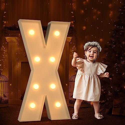 Tongjoy 3FT Marquee Light Up Letters, Large Marquee Letters, DIY Giant Letters for Baby Shower Birthday Party Backdrop Decorations, Light Up Letters for Wedding Decor, Kids' Mosaic Kits Letter X