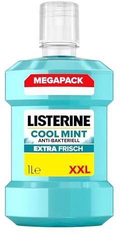 LISTERINE Cool Mint collutorio (1000 ml), collutorio antibatterico con oli essenziali e intenso sapore di menta, il risciacquo per la cura dentale riduce la placca dentale e combatte efficacemente