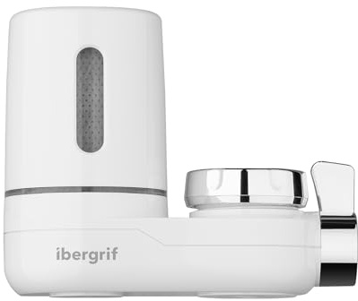 Ibergrif M91007 Water Faucet Filtration System, Tap Water Filter, Kitchen Purifier, Fits Standard Faucets (1 Filter Included)