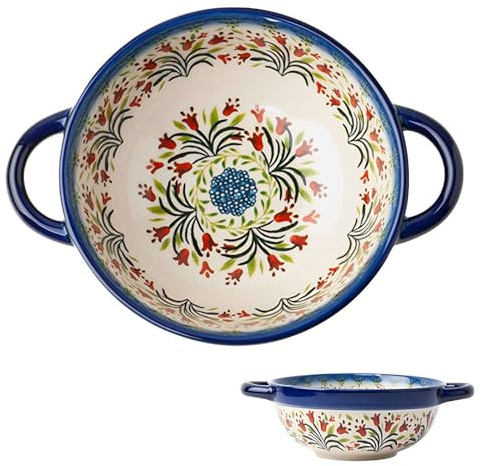TYMYYS Bol Avec Anse, Bol Soupe, Bol Petit Dejeuner, Bol Micro Onde, Bol Enfant, Vaisselle, Bol Chinois, Bol Asiatique-tulipe-16x7cm, 700ml