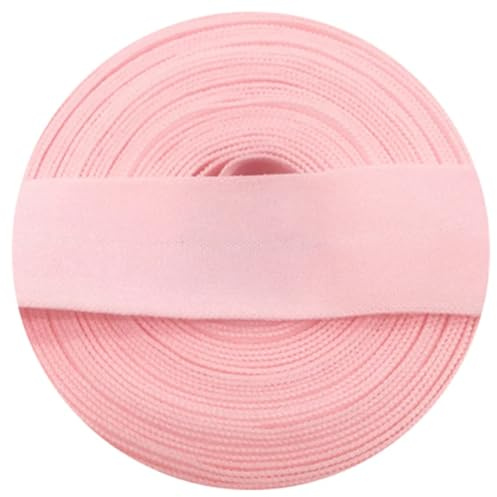 LIMIKPH 10 Meter Gefalzt Elastic Gummiband Faltband -viele Farben erhältlich, 20mm Breite Faltgummi (Rosa)