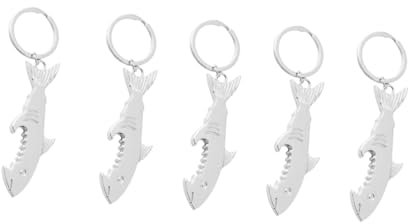 LIFKOME 5pcs Shark Bottle Opener Keychains Creative Key Holder Small Pendant Decoration Men Women (Silver)