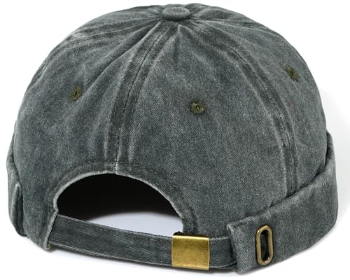MESU Dockerkeps för män utan brätte hattar arbetare sjöman keps rullad manschett retro mössa hatt, Armégrönt, en storlek