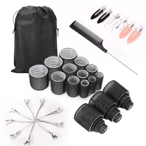 Hair Rollers Set-50PCS,Hair Rollers with Clips- eco-friendly Nylon Material,4-sizes for Various Curls - Perfect for Styling and Volume,60 45 36 25mm/24pc Curlers rollers & 24pc Curl Clips
