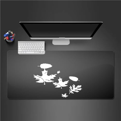 QiHon Mauspad Groß Gaming Weißes Blatt Mousepad XXL 900x400x2mm rutschfeste Schreibtischunterlage Gaming Tastatur Matte Abwaschbar für PC Zuhause Büro