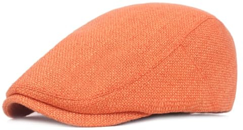 Asudaro Driving Hunting Hat, Mens Flat Cap,Adjustable Casual Solid Irish Driving,Flat Hat for Men Women, Orange
