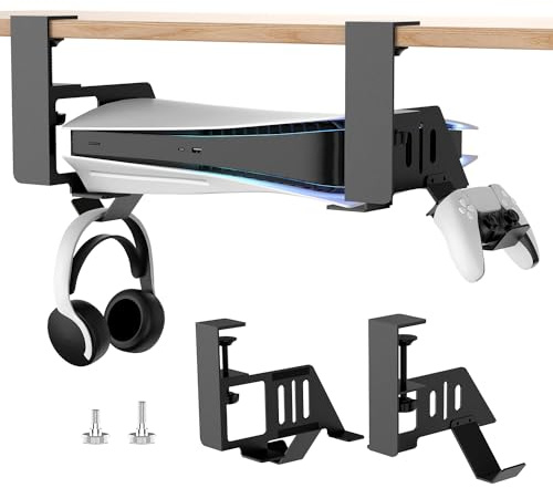 LEIDIMUS Verstellbarer Horizontalständer für PS5 Mit 2 Entfernbaren Controller-Haltern, Stahl-PS5-Baseständer Kompatibel mit PlayStation 5 Disc & Digital Editionen