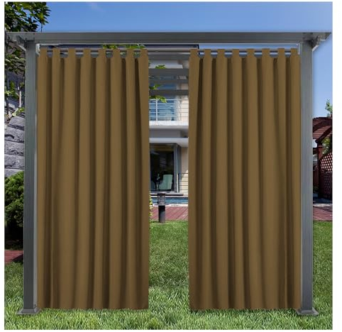 Mewkew Outdoor Vorhang Wasserdicht mit Abnehmbaren Schlaufen B192×H120 cm Outdoorvorhänge Blickdicht Vorhänge für Terrassentür Pavillon,1 Stück