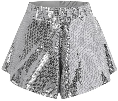 Kielsjajd Schwarze Pailletten Shorts für Damen - Damen Metallic Hotpants Pailletten Glitzer Shorts mit Hoher Taille Sexy Kurze Hose Shorts für Tanz Sport Disco Kostüm Fasching Karneval