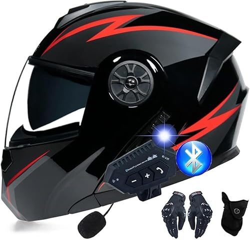 Casco de Moto Modular Bluetooth para Adultos, Mujeres y Hombres - Integral Con Auriculares de 150 m - Homologado ECE A,S55-56CM
