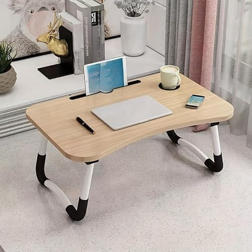 Bandeja para Cama, Mesa Plegable de Desayuno Mesa Ordenador Portátil Multifunción para Cama y sofá (SIN Cajon, Marron)