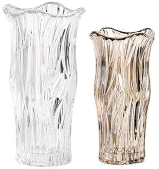 KNUFENG Florero De Cristal, Florero De Cristal Transparente Fashiona, Florero De Decoración Artística para Rosas, Lirios, Tulipanes, Orquídeas, Cuentas De Jade, Juego De 2(Color:A1C)