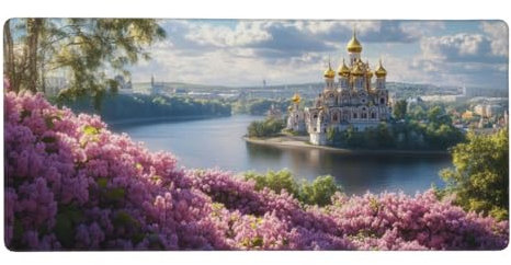 31.5 x 11.8 x 0.12 inch Large Mouse Mat Pink, Desk Pad Castle Gaming Mouse Pad Large 80 x 30 cm, Extended Mousepad with Stitched Edges, Keyboard Mat with Anti-Slip Rubber Base, Gifts for Man -Y334