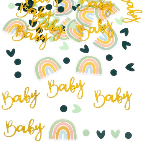 JIYIN Regenbogen Konfetti 100 Stück - Tischdekoration für Baby Dusche, Mädchen und Jungen