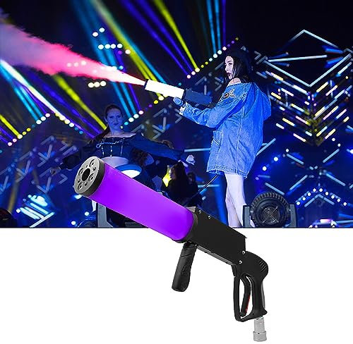 Machine à fumée portative CO2, machine à brouillard avec lumières RVB, machine à jet de canon, équipement d'effet de scène, tube avec tuyau de 3 m, for scène DJ, fête, mariage, événement spécial, fest