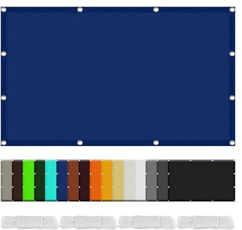 Vela Ombreggiante Rettangolare 3 x 4 m Protezione Raggi UV Vela Parasole All'Aperto Antivento con Fune e Occhiellato per Giardino Terrazzo Campeggio, Blu Scuro