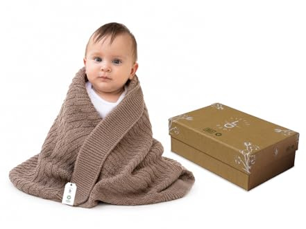 Little Dedi 100% Bio-Baumwolle Babydecke Gestrickt 80x100 cm Mokka – GOTS Zertifiziert, Weich und Atmungsaktiv, Ideal für Neugeborene und Säuglinge, Nora