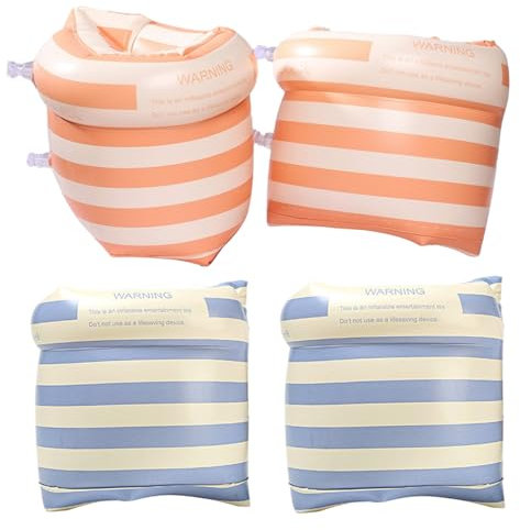 Arm Floaties 2 Paar blau orange gestreifte Schwimmarmarmbänder für Kinder Erwachsene mit Ventil hoher Auftrieb ohne Leckage PVC Schwimmtraining Ausrüstung
