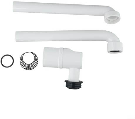 ZAMETTER Sink Waste Traps 1-1/4 Inch Washbasin Siphon Tube 360 Degree Rotatable Space-Saving Sinks Wastes Traps Adjustable Bathroom Sink Waste Trap with Hair Filter for Tight Spaces (White)