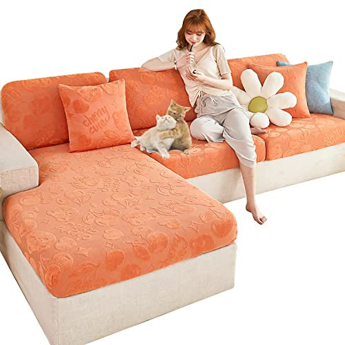 Sofa Cover Stretch Couch Cover for 1 Cushion Couch Non-Slip Sofa Slipcover with Elastic Band Furniture Protector Stretch Couch Seat Cover Removable Washable Soft for Living Room