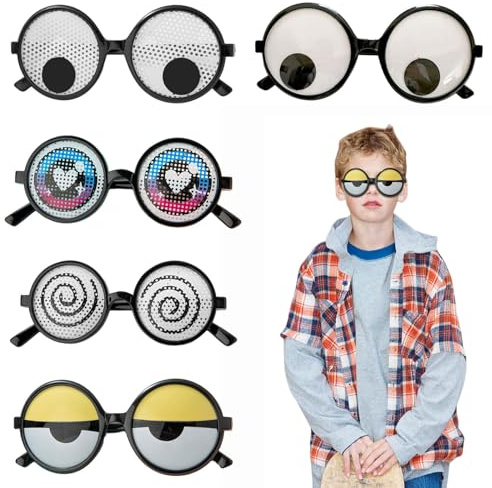 5 stycken roliga glasögon, skakiga ögon och skakar ögon, festglasögon, halloween ögonglob glasögon, glasögon för fotorekvisita, maskerader och evenemang, roliga tillbehör för vuxna och barn