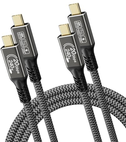 CAKOBLE Câble USB C 2m, [2M/Lot de 2] 240W Câble USB C 3.2 Gen2 20 Gbps Cable USB C Charge Rapide,4K@60Hz Compatible Thunderbolt 4/3 Pour eGPU,Display,Laptop, Monitor, Hub USB C
