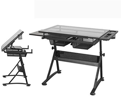 Verstellbarer Zeichentisch mit Glasplatte und Stauraum – ergonomisches Neigungsdesign für erwachsene Künstler, perfekt zum Skizzieren, Malen und für kreative Projekte