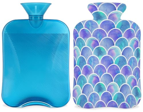 Borsa dell'acqua calda da 2 litri per alleviare il dolore, morbida per collo e spalle, scalda mani e piedi, impacco caldo e freddo, per adulti e bambini