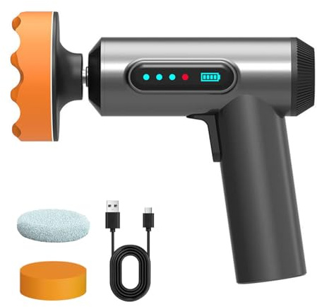 Cordless Car Polisher, Car Buffer Polisher Machine with 3 Polishing Pads, 20000RPM Speed, Built in Two 2000mAh Battery and Support Battery Display, Mini Car Polishing Kit for Polishing, Waxing