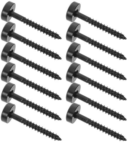 12 Stück Schwarze Halsplattenschrauben aus Metall für E-gitarre | Montageschrauben und Präzisionsbuchsen, für Gitarrenhals Verbindungen, Einfache Montage