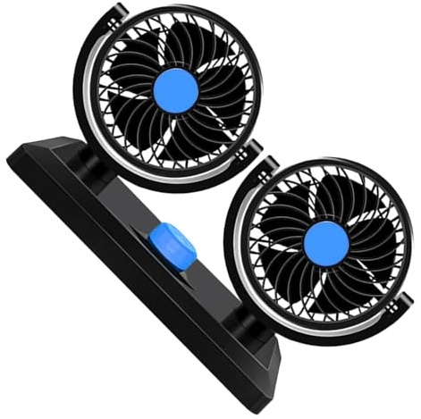 Pwshymi Ventilateur de Voiture USB à Double Tête, Ventilateur de Refroidissement de Véhicule Rotatif à 360 Degrés Portable pour Camping-car, Camion, Bureau, USB Silencieux pour Voitures