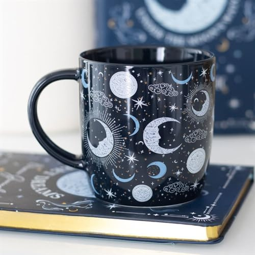 Blue Moon Print Mug | Ceramic Coffee Cup - 9x12x9 cm