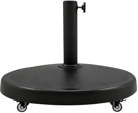 T&Jero Pied de parasol de jardin rond robuste avec roulettes pour parasol de terrasse, 21 kg, noir