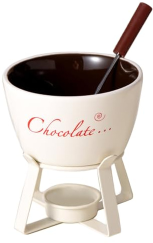 JSGHGDF Fondue Pots Set with Forks Tealight Porcelain Melting Ceramic Butter Warmers for Chocolate Cheese Birthday Gift Electric Fondue with Forks