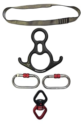 RigPunkt Aerial Aufhängeset (Rigging Set) – Wirbel + Figurachter + 2 Karabiner + Rundschlinge ohne Deckenanker für Babyschaukel, Yogatuch, Kuschelhöhle, Luftakrobatik