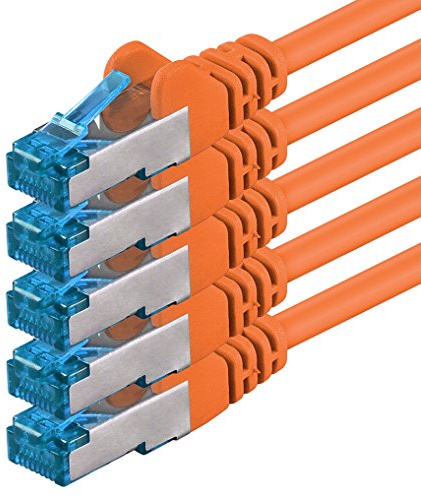 1aTTack.de 1,5m - CAT6a - Netzwerkkabel orange - 5 Stück CAT 6 A Patchkabel 10000 Mbit s SFTP PIMF 500 MHz kompatibel zu CAT5 CAT6 CAT7 DSL Internet Switch Router
