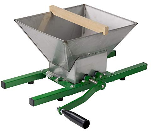 DeTec Obstmühle Bergamo mit 7 Liter Trichter / Beerenmühle / Traubenmühle / Frucht-Mühle / Maischemühle, mit Handkurbel, leicht zu reinigen, Edelstahl
