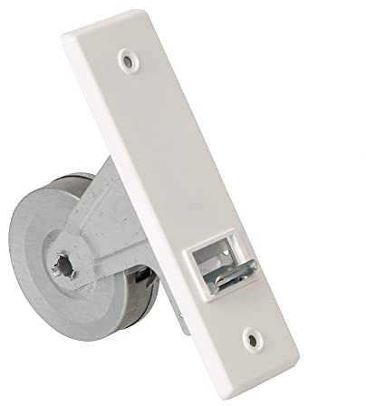 Rollwin Rolladen Gurtwickler Unterputz 135mm Lochabstand - aus Deutschland - mit Gurtwickler Blende Weiß - ohne Gurt - für 23mm Rolladengurt geeignet - Rollo Wickler mit Abdeckblende