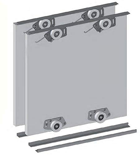 Wardrobe Sliding Door Track Gear System Kit - MITO PLUS - 2000mm, 2500mm or 3000mm (Kit for 3 doors with track 2500mm)