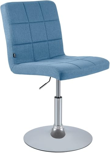 CLP Esszimmerstuhl höhenverstellbar Ricky, drehbar mit Stoffbezug, 360° Sitzfunktion, Trompetenfuß, Metallgestell in Chromoptik Farbe blau