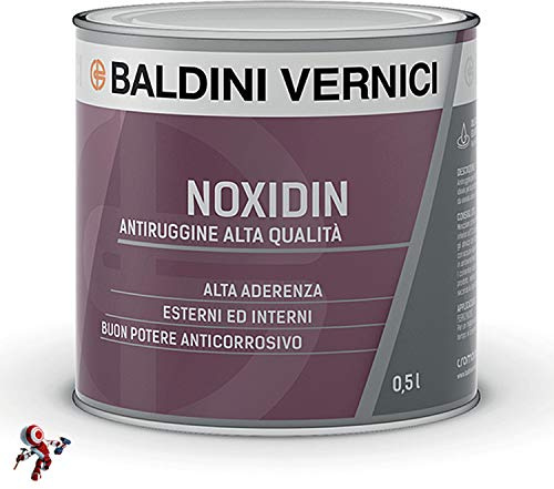 Antiruggine per ferro e legno interni esterni Baldini Vernici Noxidin 500 ml colori rosso o grigio (GRIGIO 174)